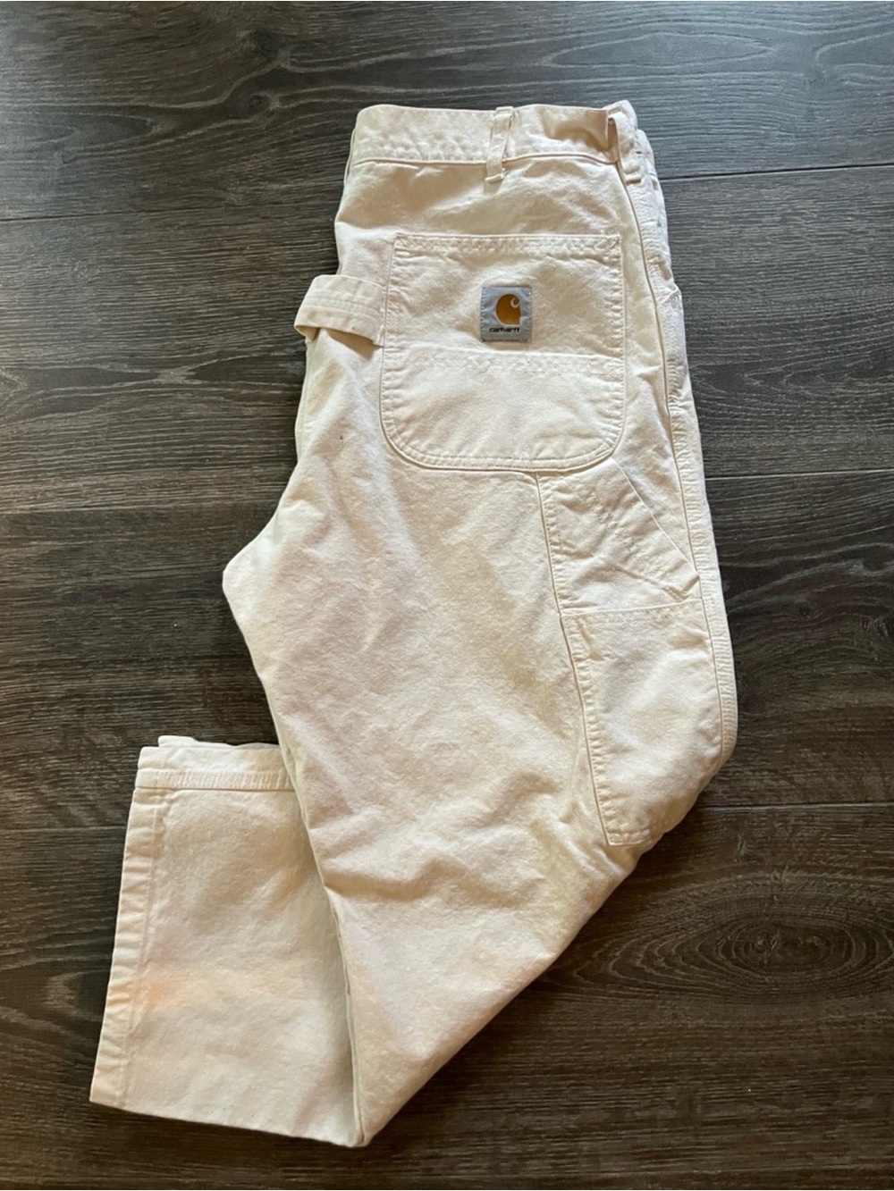 Vintage Carhartt Off-White Carpenter Pants with Logo Patch